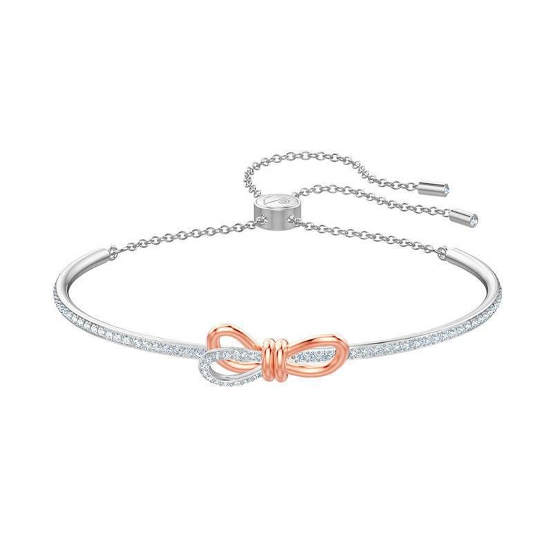 Braccialetti con fiocco estraibile in oro rosa bicolore per donna, bracciali con cristalli Elements_voghion.com