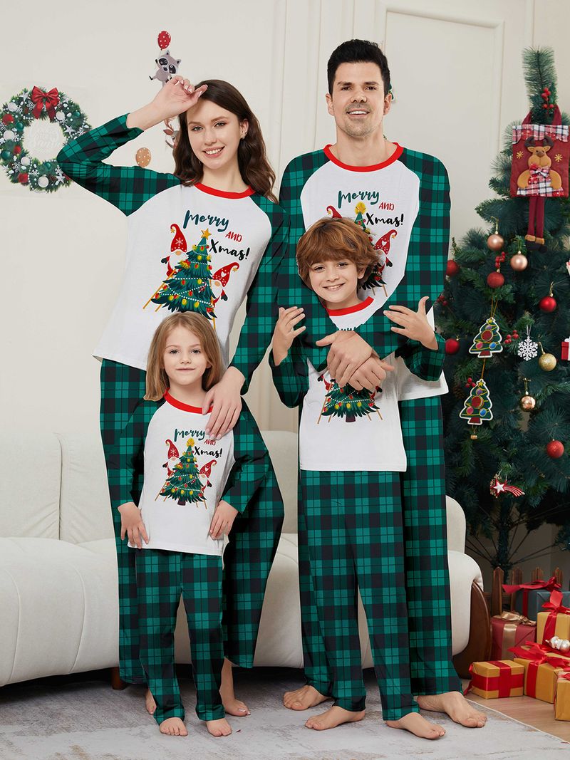Christmas Santa letter Christmas tree Christmas family suit printed homewear sleep_voghion.com