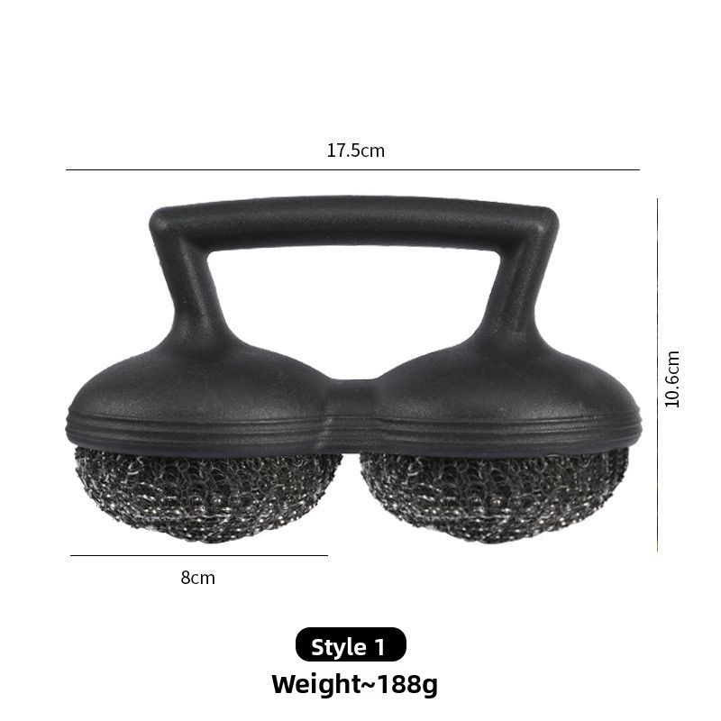 Outdoor Plastic Handle Multi-Purpose Cleaning Mesh Oven Grill Tools Barbecue Brush Two Steel Wool Brushes_voghion.com