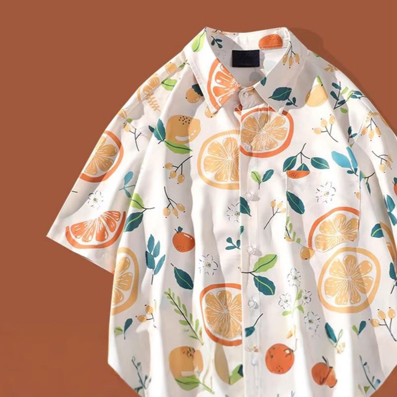 Men's Clothing Full Print Beach Flower Shirt Men's Trendy Thin Retro Handsome Shirt Jacket_voghion.com