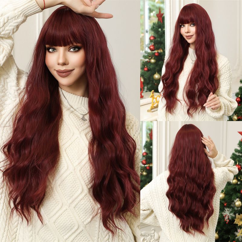 Parrucca sintetica rosa HENRY MARGU con frangia, parrucche lunghe rosa ricce per donne, parrucche in fibra resistente al calore per ragazze, uso per feste di cosplay_voghion.com