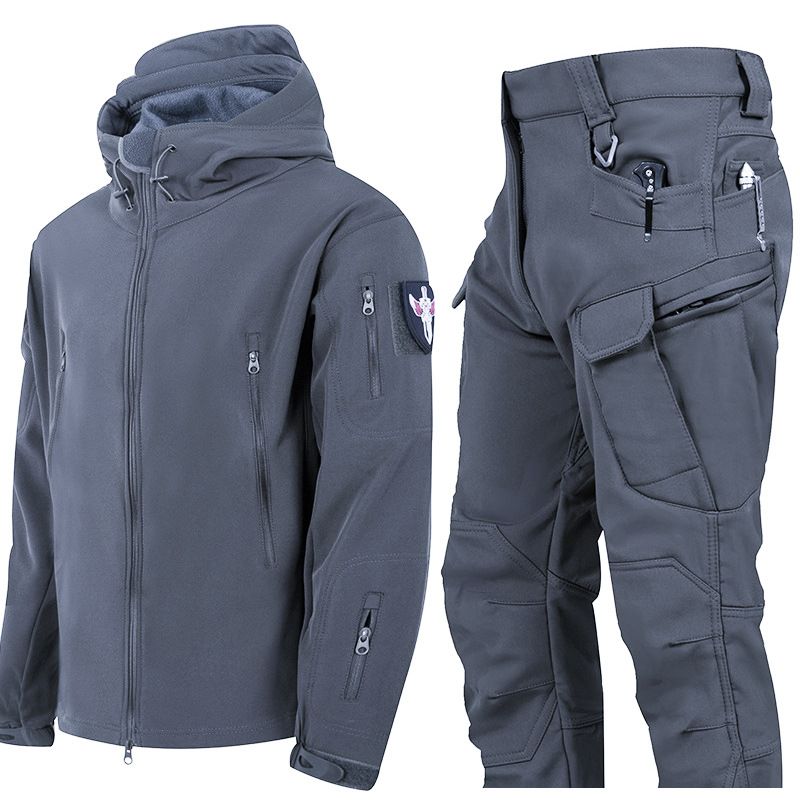 Fleecegefütterte Softshelljacke aus Haifischhaut – Wasserabweisende taktische Oberbekleidung mit Tarnmuster und verschiedenen Mustern | Jagd- und Wanderausrüstung für Herren im Winter_voghion.com