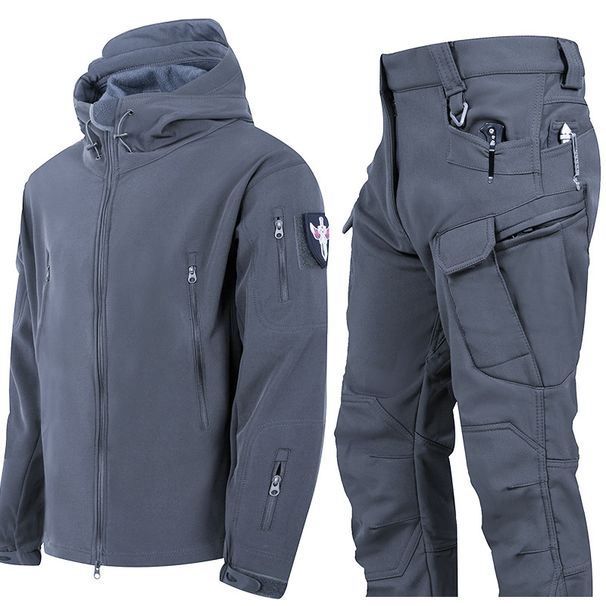 Fleecegefütterte Softshelljacke aus Haifischhaut – Wasserabweisende taktische Oberbekleidung mit Tarnmuster und verschiedenen Mustern | Jagd- und Wanderausrüstung für Herren im Winter_voghion.com