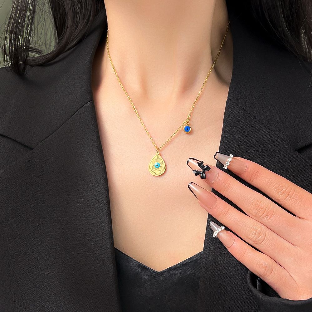 Collana a strati impilati, irregolare, in acciaio al titanio placcato oro, per donna, con design di nicchia alla moda_voghion.com