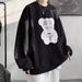 Unisex Waffle-Knit Crewneck Sweatshirt – Oversized Drop-Shoulder Design With Minimalist Patch Detail (M-XXXL, Cotton Blend, Breathable Texture)_voghion.com