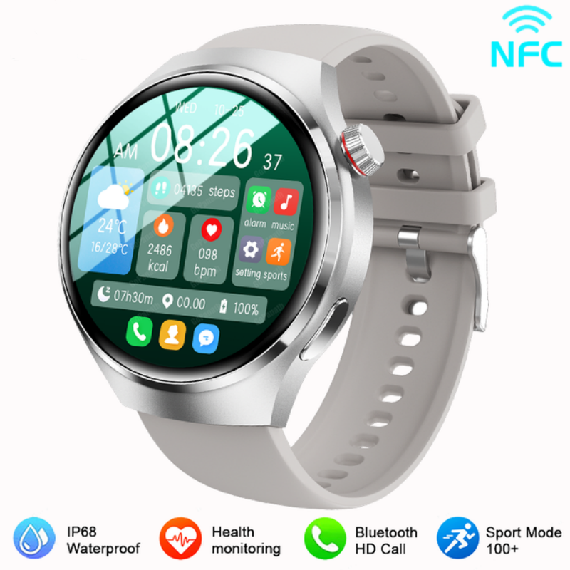 Új HUAWEI GT4 Pro GPS NFC okosóra férfi 360*360 AMOLED képernyő Pulzusszám Bluetooth hívás IP67 vízálló férfi okosóra_voghion.com