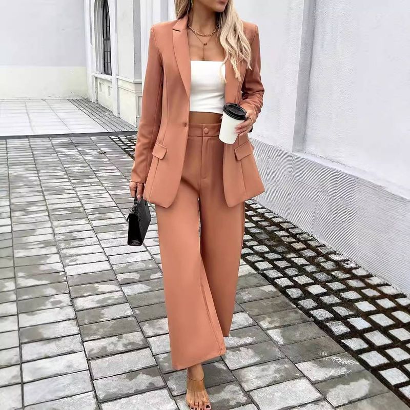 Women's Clothing Autumn New Style Lapel Slim Cardigan Temperament Advanced Elegant Suit Jacket Women's Waist Trousers Two Piece Suit_voghion.com