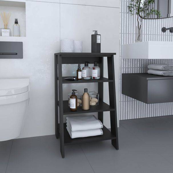 Mobiletto verticale con quattro ripiani in lino nero da 29,7 H_voghion.com