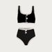 Damenbekleidung Schwarz-Weiß Simple Ins Style Split Badeanzug Bikini_voghion.com
