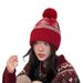 Gorro navideño rojo de lana para niños, ideal para el invierno. Grueso, cálido y con protección para las orejas. Perfecto para parejas, estudiantes y personas que buscan un gorro de punto resistente al frío._voghion.com