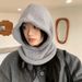 Bonnet cagoule en laine à bords bouclés pour femme, chaud et épais, pour l'automne et l'hiver, avec une écharpe intégrée et une casquette coupe-vent pour le cyclisme_voghion.com