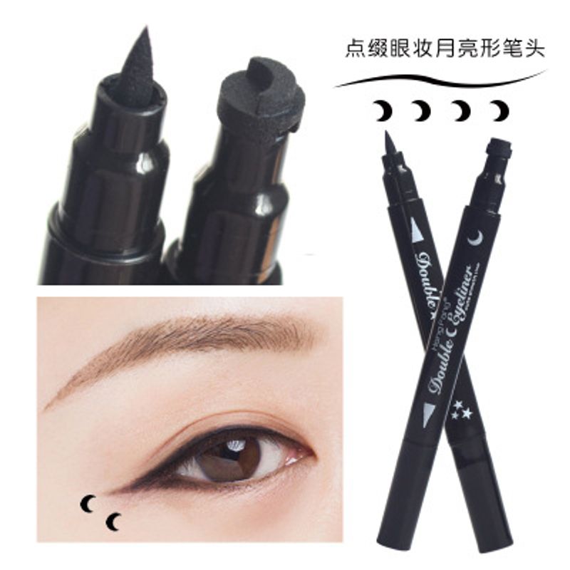 Moon Double Head Star Heart Flower Nestemäinen Eyeliner Pen Black Stamp Makeup Seal Eyeliner Pencil Vedenpitävä Kosmeettinen cil_voghion.com