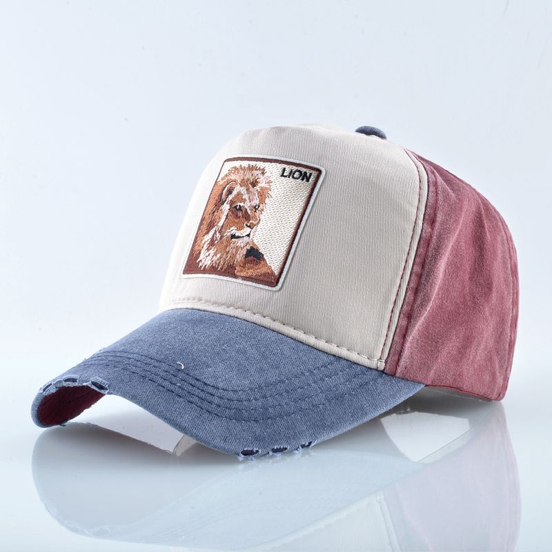 Washed cotton summer, baseball net hat wolf animal embroidered baseball cap men's and women's personalized hats_voghion.com