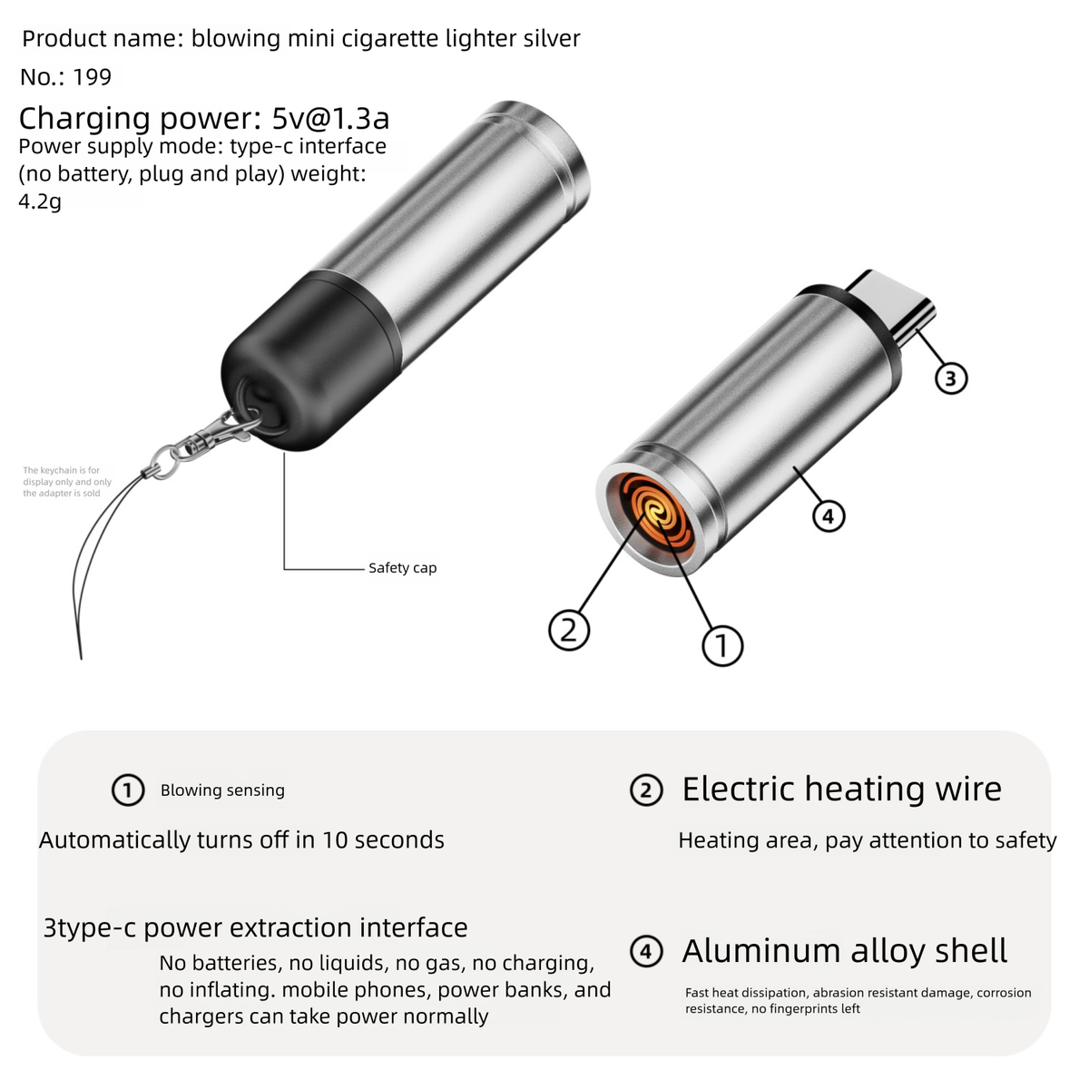 Mini Car Portable Type-C Phone Plug-in Lighter Air Blowing Sensor Low Power No Damage To Device_voghion.com