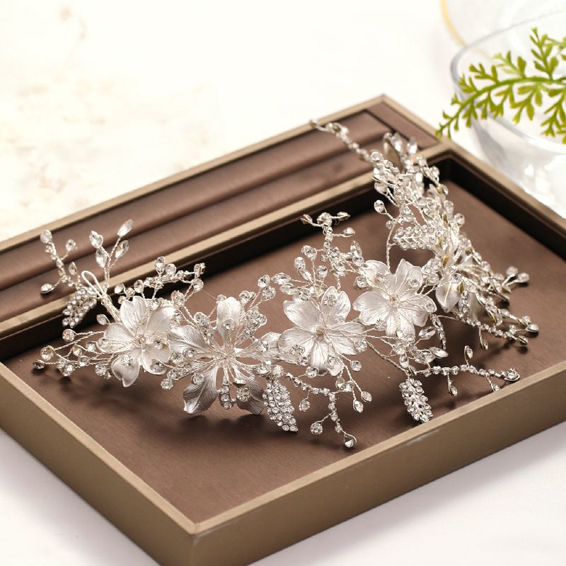 Håndlaget gyllen blomst rhinestone brudekjole tilbehør bryllupssmykker_voghion.com