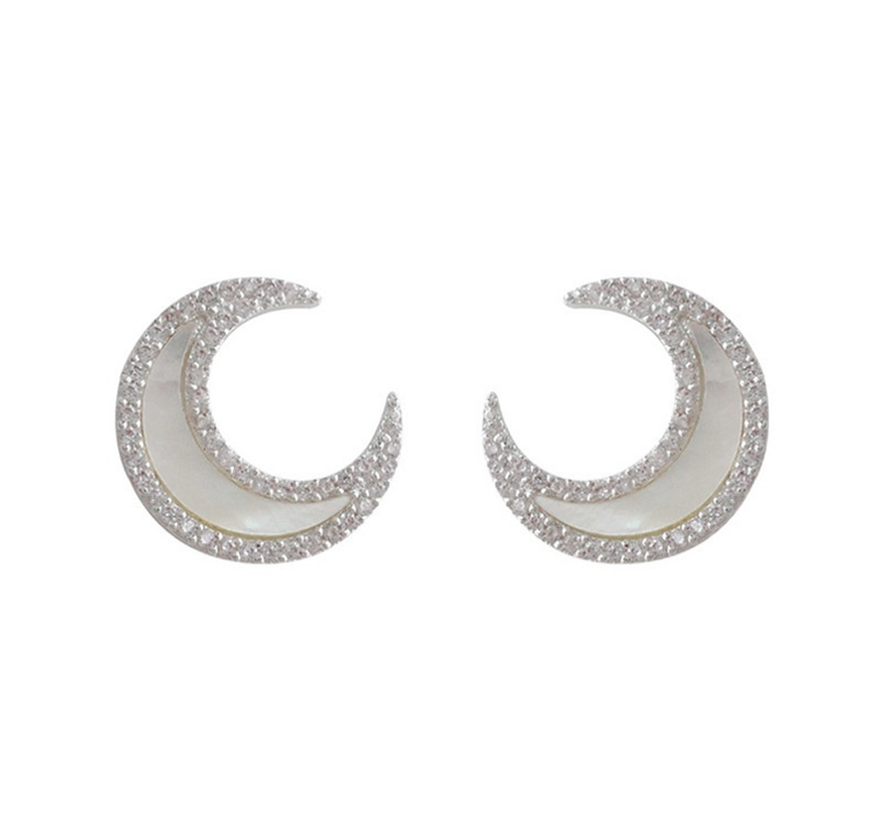 Retro Shell Moon Earrings Women White Simple Chic Temperament Earring Jewelry_voghion.com