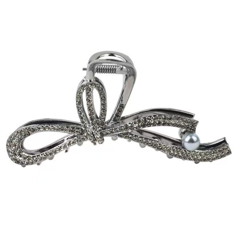 Grote parelhaai eenvoudig en elegant, knot, haarclip aan de achterkant van het hoofd, strikclip, high-end gevoel voor vrouwen_voghion.com