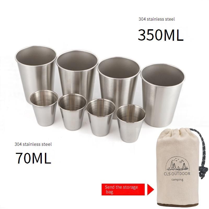 304 Stainless Steel Camping Cup Set - 8-Piece Outdoor Drinkware For Picnic & Travel (Unbreakable Rustproof Multi-Purpose For Beer/Whiskey/Hot Drinks)​_voghion.com