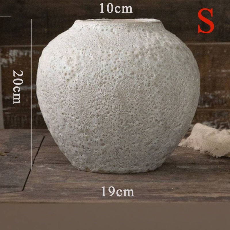 Vase en céramique texturé de style japonais, décoration rustique pour la ferme, idéal pour les compositions florales, belle décoration pour la maison._voghion.com