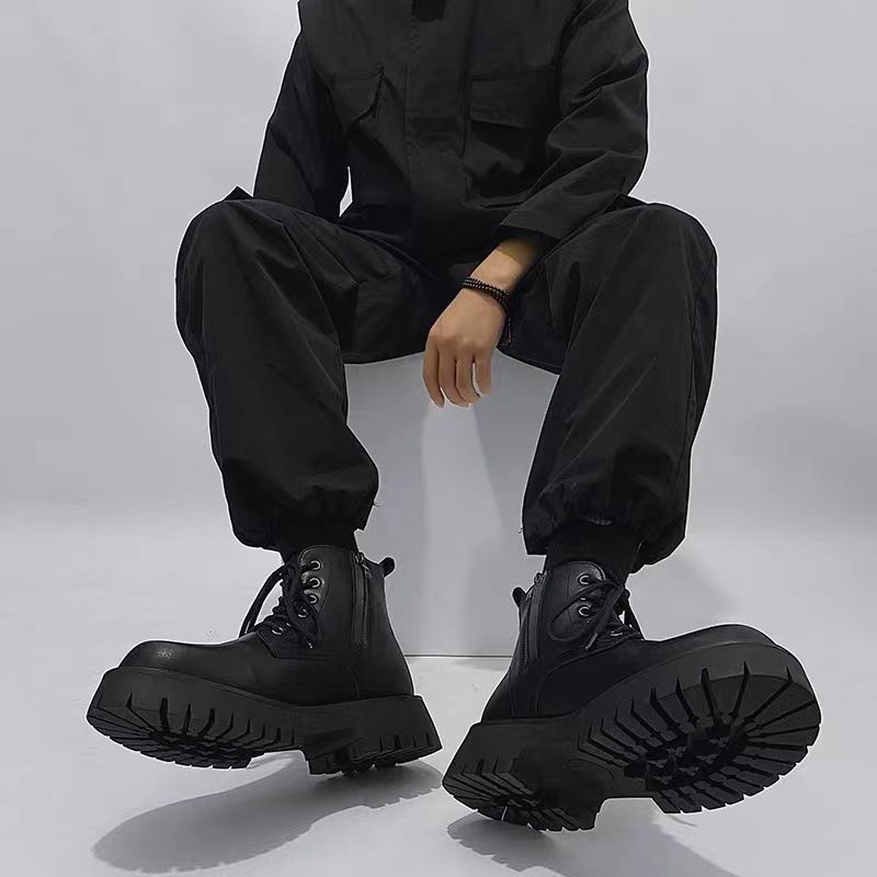 Zipper Martin Boots Men's Spring And Autumn High-top British Retro Men's Ankle Boots_voghion.com