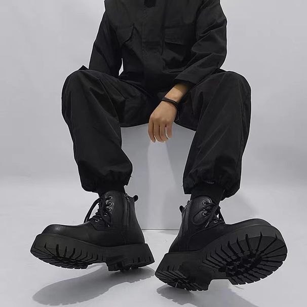 Zipper Martin Boots Men's Spring And Autumn High-top British Retro Men's Ankle Boots_voghion.com