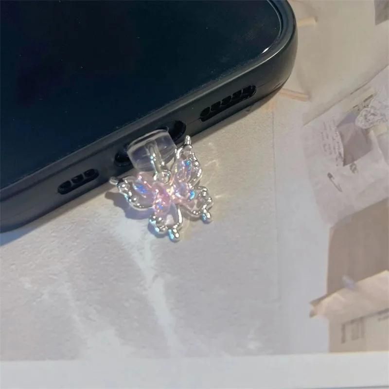 Bunte Schmetterling Telefon Staub Stecker Lade Port Exquisite Mode Anhänger Frisch Staubdicht Wasserdicht_voghion.com