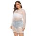 Durchsichtiges Strand-Bikini-Bluse-Netzkleid für Damen in Übergröße_voghion.com
