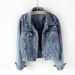 ChicShe Women's Denim European Style Plus Size Beaded Rhinestone Coat Trendy Student Light Blue Loose Jacket_voghion.com