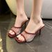 2024 Spring And Autumn New Fashionable Versatile Thin Heel Square Head Sandals For Women, High Heels With Bare Toes, One_voghion.com