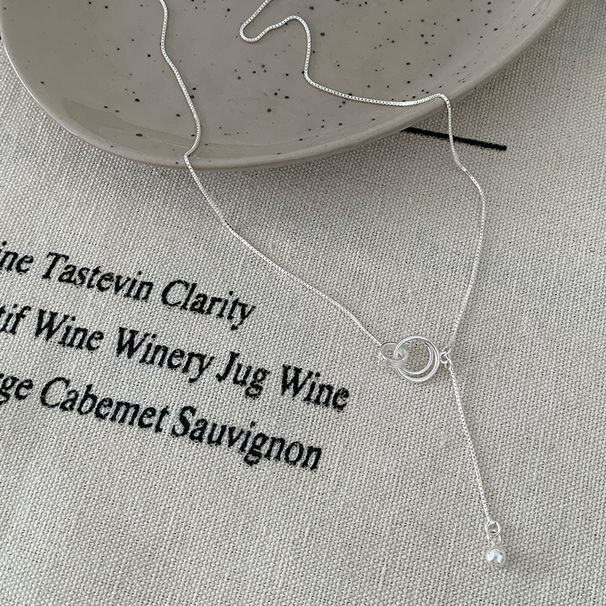 S Pure Silver Double Circle Tassel Necklace For Women, High-End Design, Non-Fading In Shower, Niche Style, Elegant And_voghion.com