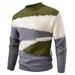 Pull col roulé pour homme - Pull en maille à blocs de couleurs, tissu épais et chaud, coupe ample et décontractée pour adolescents et jeunes adultes._voghion.com