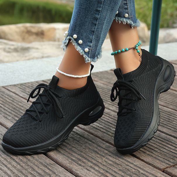 2024 Neue luftgepolsterte, dicke Sohle, Damensport, Freizeit, modisch, leicht, Fly Woven Höhenerhöhung_voghion.com