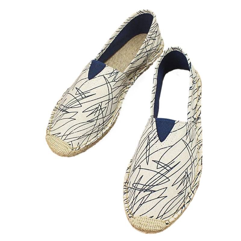 Summer Straw Woven Linen Shoes Men's Slip-on Fisherman Shoes Women's Slip-on Casual Canvas Shoes Couple Cloth Shoes Student Shoes Fashion_voghion.com