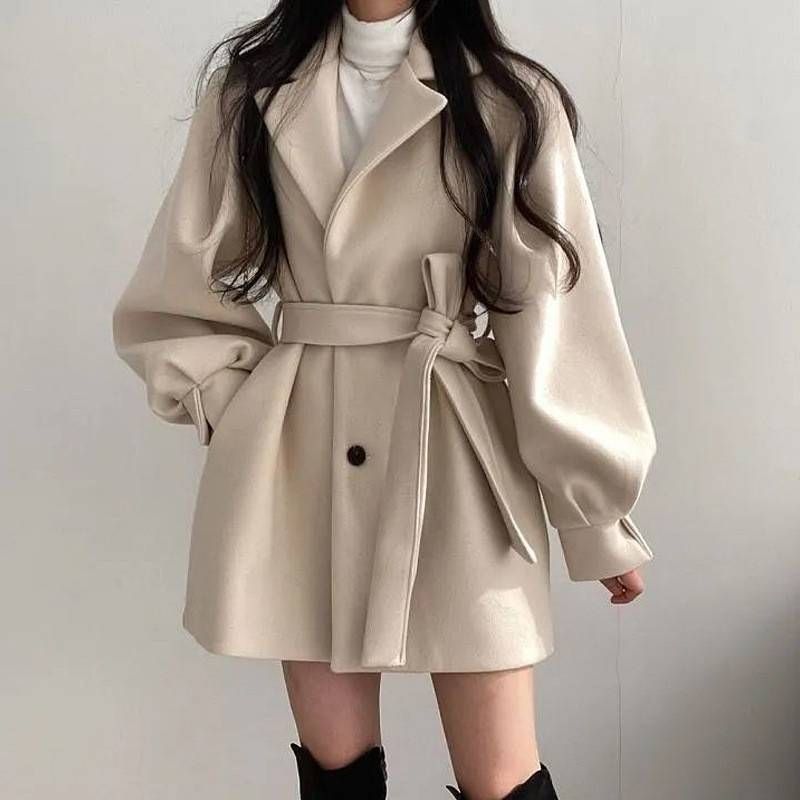 Ropa de mujer, ropa de invierno, abrigo de lana cortavientos pequeño, de longitud media y cálido, a la moda_voghion.com