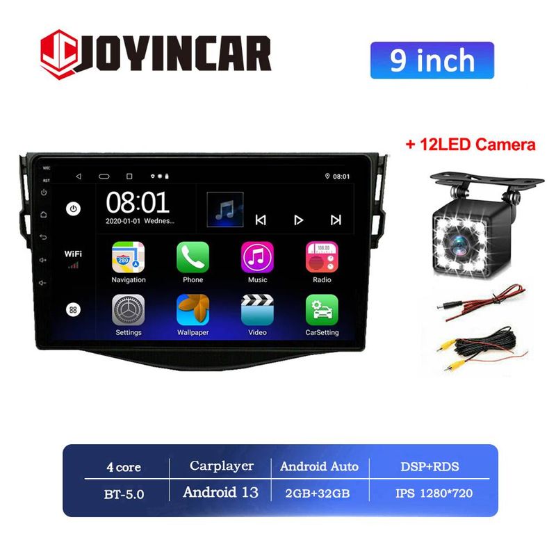 Joyincar 2 Din Android 13 Car Radio Stereo Multimedia Video Player for Toyota RAV4 Rav 4 2005-2013 9'' GPS Navigation Carplay WIFI BT FM RDS Head Unit_voghion.com