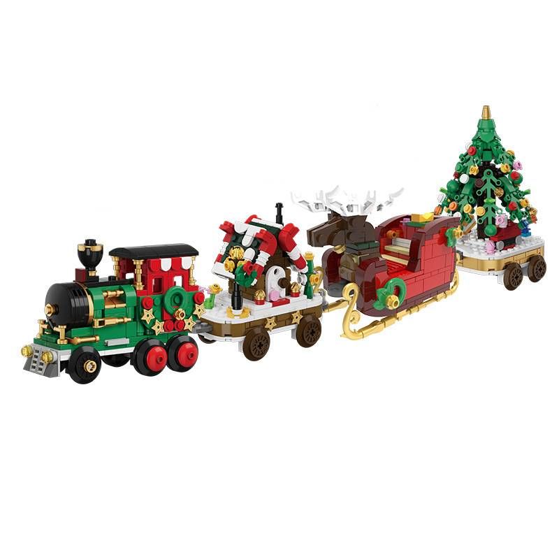 Winter Village Christmas Train Gingerbread House Christmas Tree Elk Sled Building Blocks Bricks Christmas Toys_voghion.com