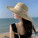 2025 Korean Version Of The New Hat Female Summer Sweet Temperament Straw Hat Tourism Holiday Beach Hat Sun Visor Tide._voghion.com