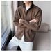 Men's Knit Cardigan – Polyester Blend Open-Front Sweater With Fleece Lining (M-3XL, Beige/Navy/Coffee, Relaxed Fit, Casual & Business Wear)_voghion.com