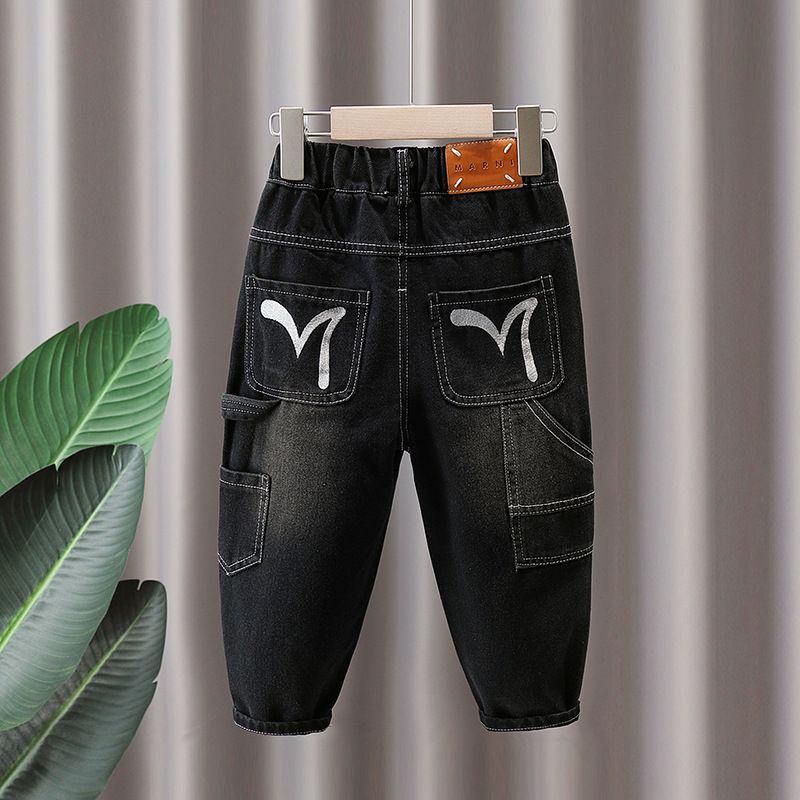 Fantovske jeans hlače, nov stil, tuji stil, otroške pomladne in jesenske modne, lepe otroške, kul, lepe dolge hlače_voghion.com