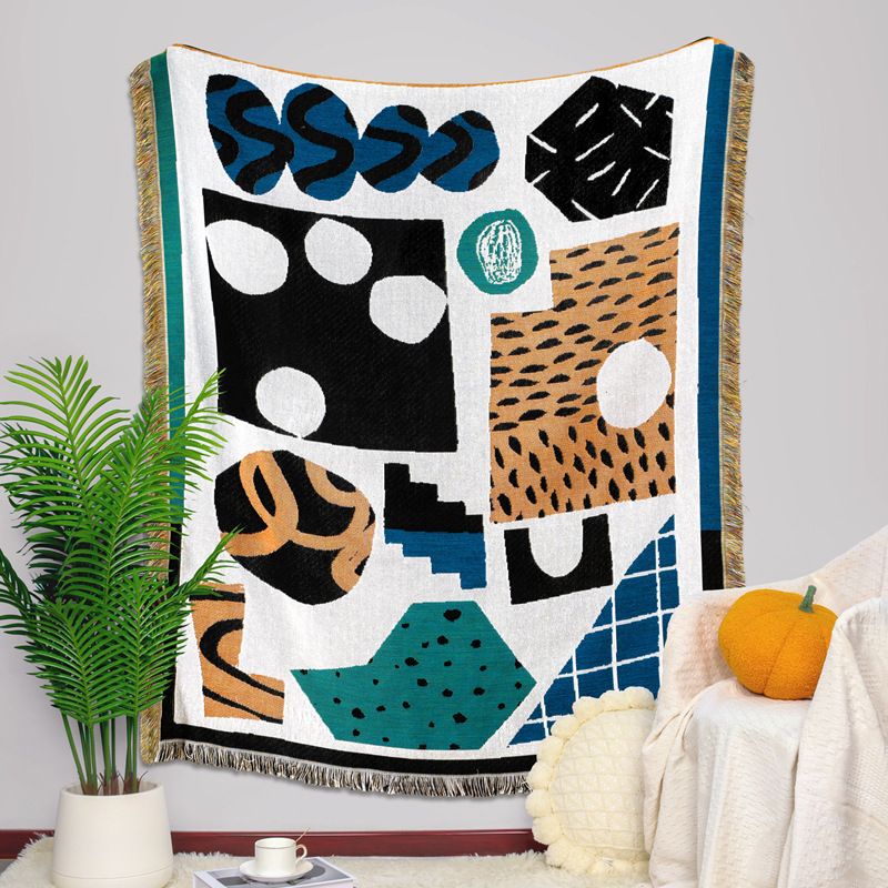 Camping Blanket Moisture Proof Picnic Mat Jacquard Tapestry Ins Style Sofa Towel Line Blanket Multifunctional Sofa Blanket_voghion.com