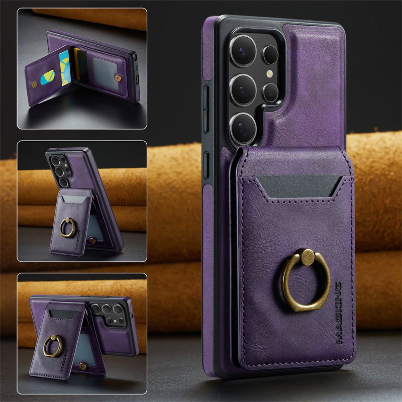 Magnetische 2-in-1-Geldbörse aus Leder für Samsung Galaxy S25 Edge S24 Plus S23 Ultra Wireless Charging Back_voghion.com