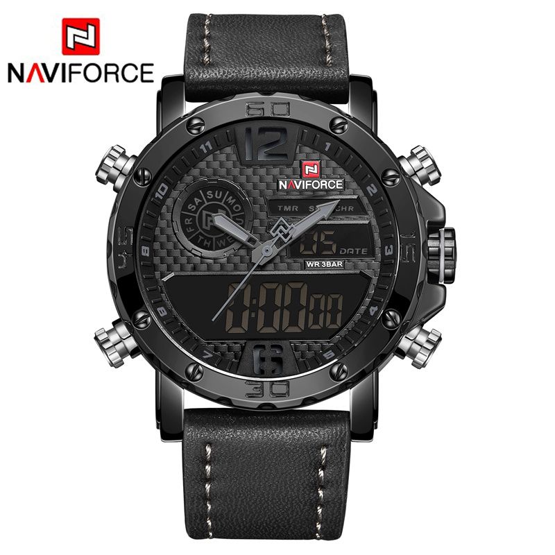 Relógios masculinos para homens relógios esportivos de couro quartzo led relógio digital à prova dwaterproof água relógio de pulso militar_voghion.com