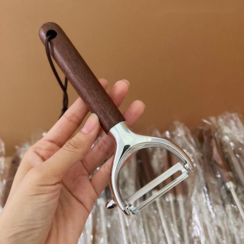 Walnut Wood Knife Scraper Peeler Fruit Potato Tool Household Multifunctional Planer_voghion.com