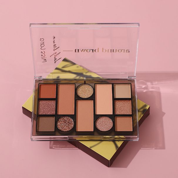 Neue 12-Farben-Platte, natürlich hart zum Entfernen von Make-up, Perlmuttlicht explodiert, mattierter Lidschatten ist zart und leicht zu verblassen_voghion.com