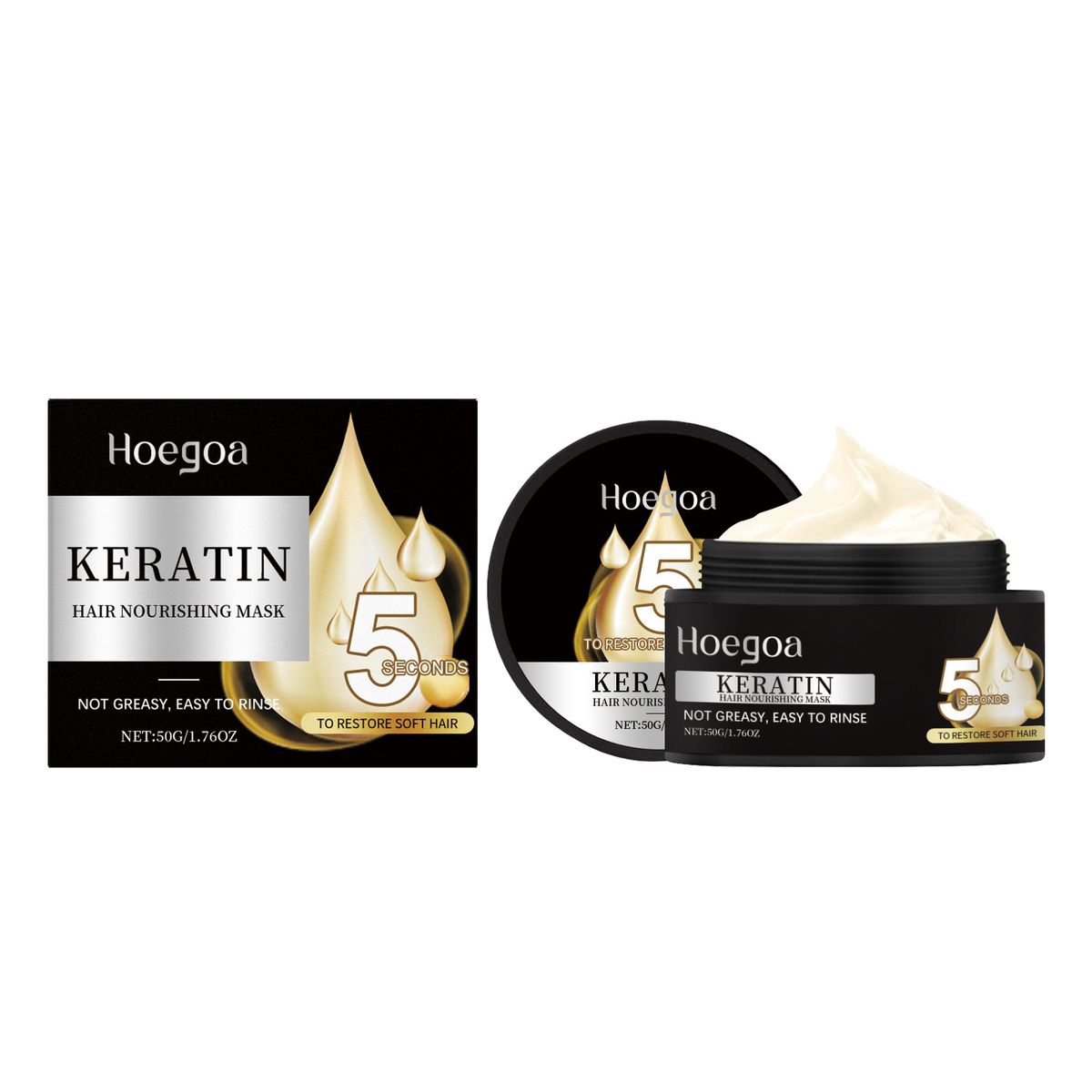 HOEGOA Keratin-Maske verbessert die Haarstruktur, krauses Haar, glatt, keine Verfilzungen, feuchtigkeitsspendend, glänzend, nährende Pflege_voghion.com