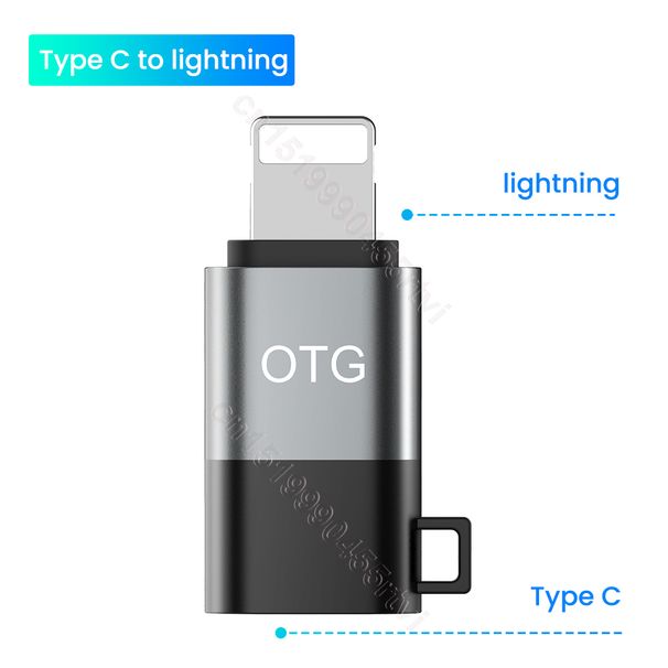 C-tüüpi USB-8-kontaktiline OTG-adapter iPhone'i 13 12 11 Pro Max XR 2A jaoks kiirlaadimise andmekaabli muundur kõrvaklapi U-ketta laadimiseks_voghion.com