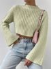 Women's fashion turtleneck sweater with flared sleeves_voghion.com
