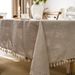 Couchtischdecke aus Baumwoll-Leinen-Mischgewebe mit Fransen, Esstischdecke_voghion.com