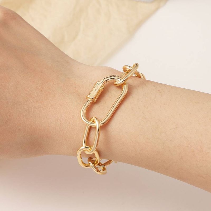 Geometric Cut-Out Chunky Chain Necklace For Women, Minimalist Alloy Thick Chain Jewelry Neck And Bracelet Chain Accessory_voghion.com
