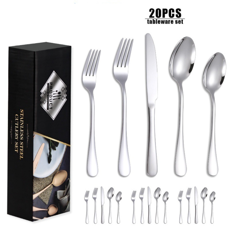 1010 Series Stainless Steel Cutlery Set - 5-Piece 20/30-Pack Steak Knives Forks & Spoons For Western Dining​_voghion.com
